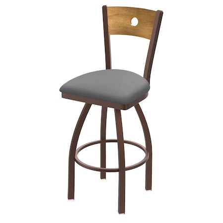 25 Swivel Counter Stool,Bronze Finish,Med Back,Canter Grey Seat